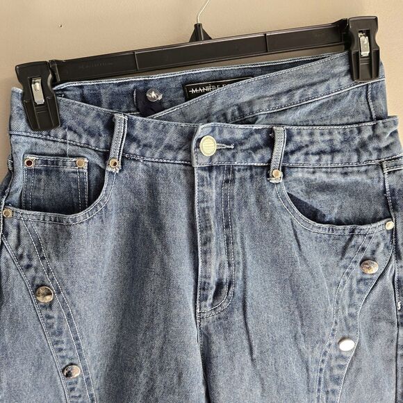 Maniere De Voir Jeans Size 8 Faux Snaps Tilted Waist No Stretch - Picture 3 of 7